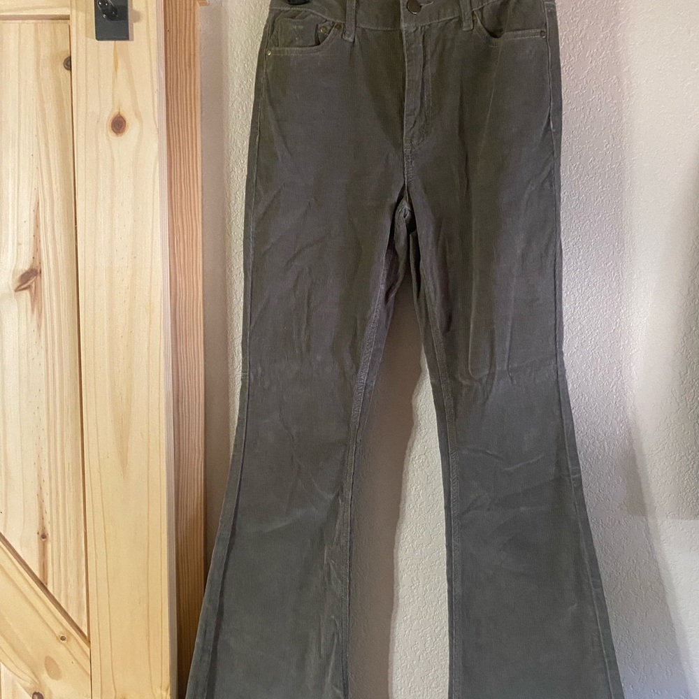 Deep sage green flare pants